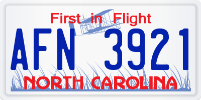 NC license plate AFN3921