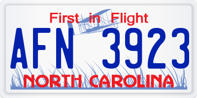 NC license plate AFN3923