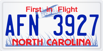 NC license plate AFN3927