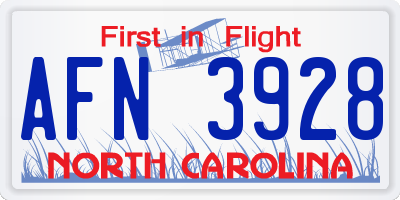 NC license plate AFN3928