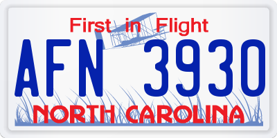 NC license plate AFN3930