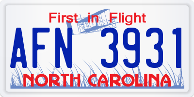 NC license plate AFN3931