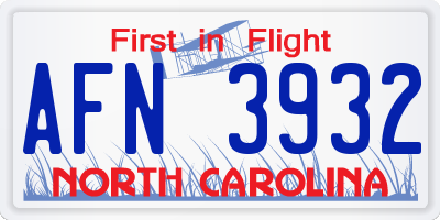 NC license plate AFN3932