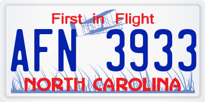 NC license plate AFN3933