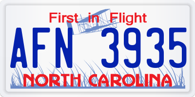 NC license plate AFN3935