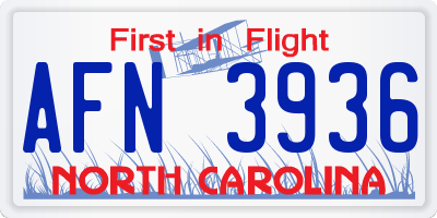 NC license plate AFN3936
