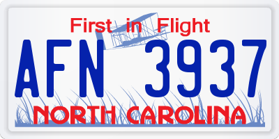 NC license plate AFN3937