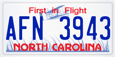 NC license plate AFN3943