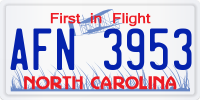 NC license plate AFN3953