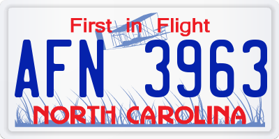NC license plate AFN3963