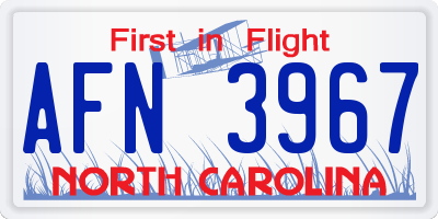 NC license plate AFN3967