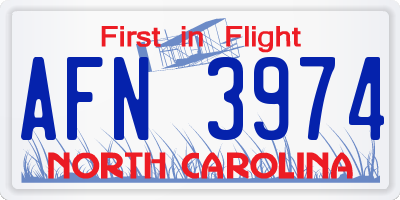 NC license plate AFN3974
