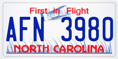 NC license plate AFN3980