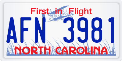 NC license plate AFN3981