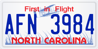 NC license plate AFN3984
