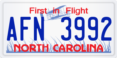 NC license plate AFN3992