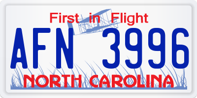 NC license plate AFN3996