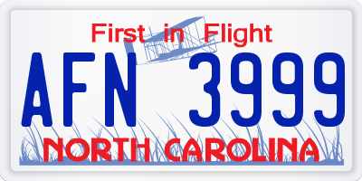 NC license plate AFN3999