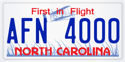 NC license plate AFN4000