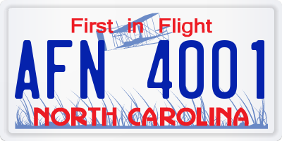 NC license plate AFN4001