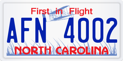 NC license plate AFN4002