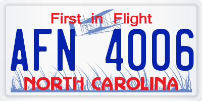 NC license plate AFN4006