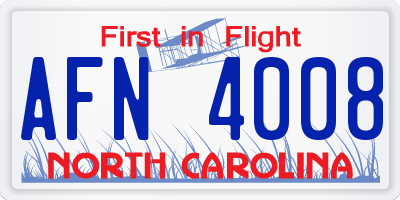NC license plate AFN4008