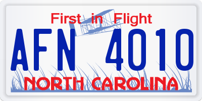 NC license plate AFN4010