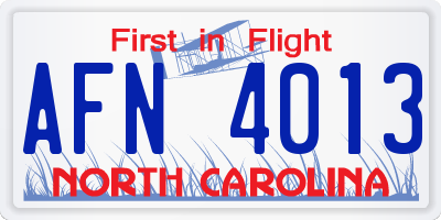 NC license plate AFN4013