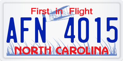 NC license plate AFN4015