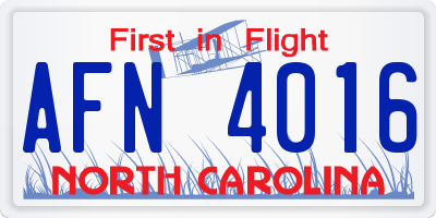 NC license plate AFN4016