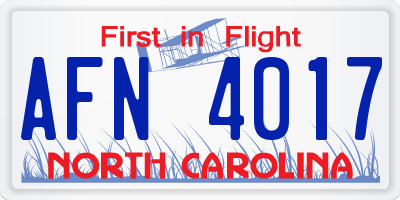 NC license plate AFN4017