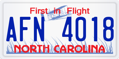 NC license plate AFN4018