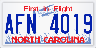 NC license plate AFN4019