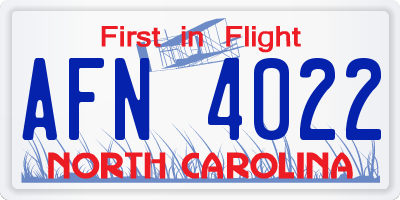 NC license plate AFN4022