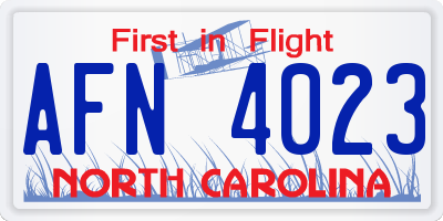 NC license plate AFN4023