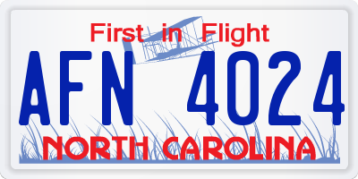 NC license plate AFN4024