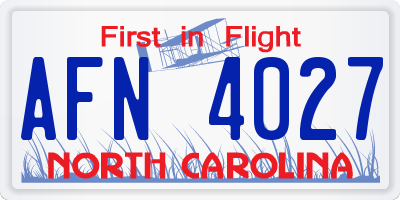 NC license plate AFN4027