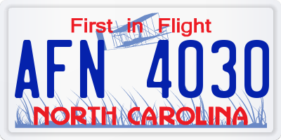 NC license plate AFN4030