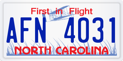 NC license plate AFN4031