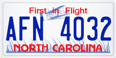 NC license plate AFN4032
