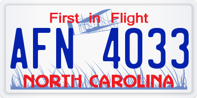 NC license plate AFN4033