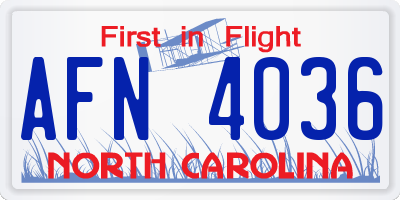 NC license plate AFN4036