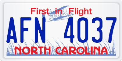 NC license plate AFN4037
