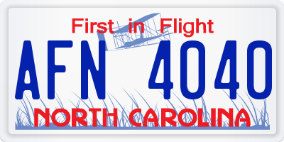 NC license plate AFN4040