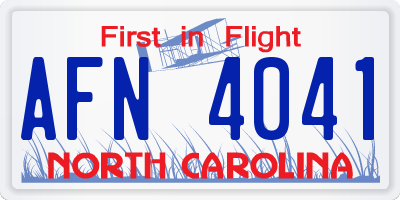 NC license plate AFN4041