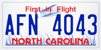 NC license plate AFN4043