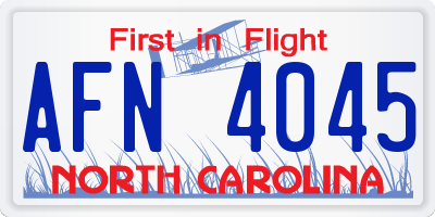 NC license plate AFN4045