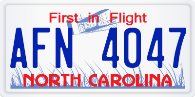 NC license plate AFN4047