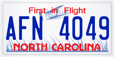 NC license plate AFN4049